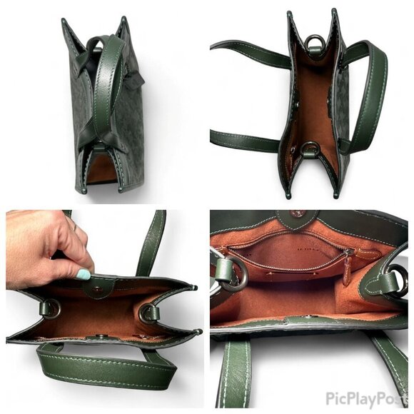 COACH Field Tote 22 with Horse and Carriage Shoulder/Crossbody Bag, Green, NWOT - Picture 12 of 13